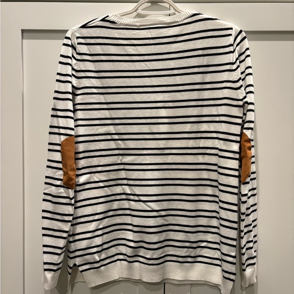 Striped Black and White Women's Sweater - Picture 3 of 6